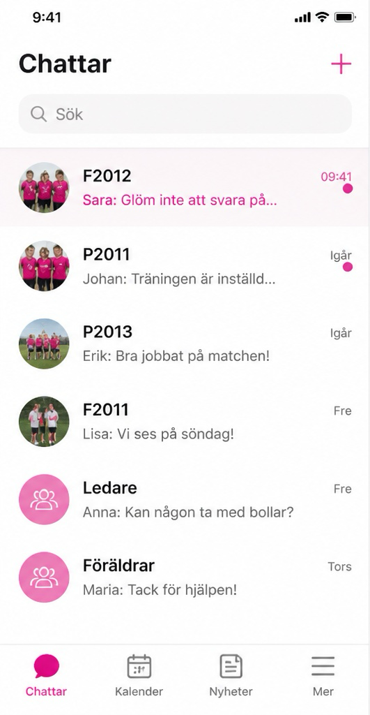 Teamsports app — chatt
