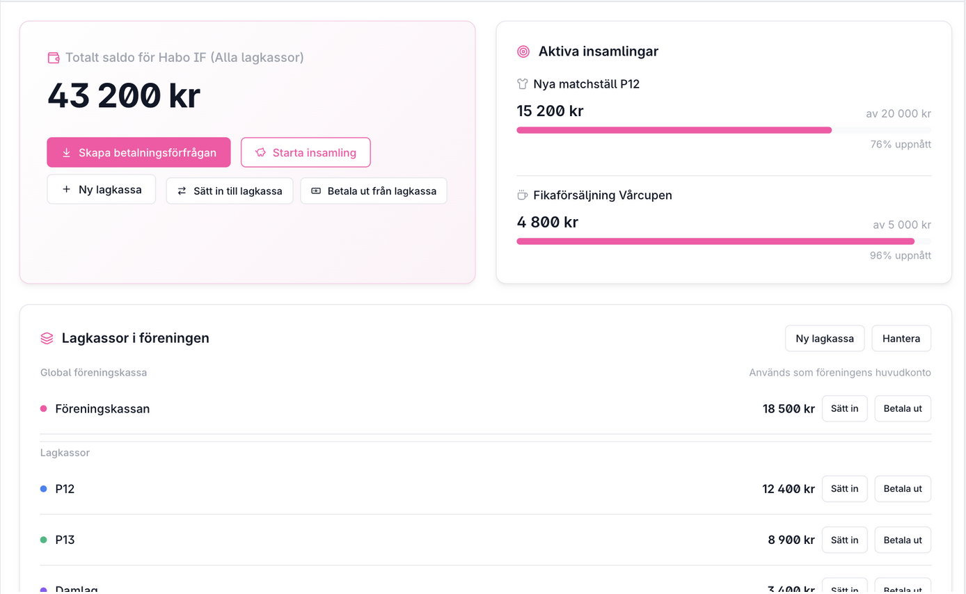 Digitala lagkassor - lagens saldo, insamlingar och betalningshantering